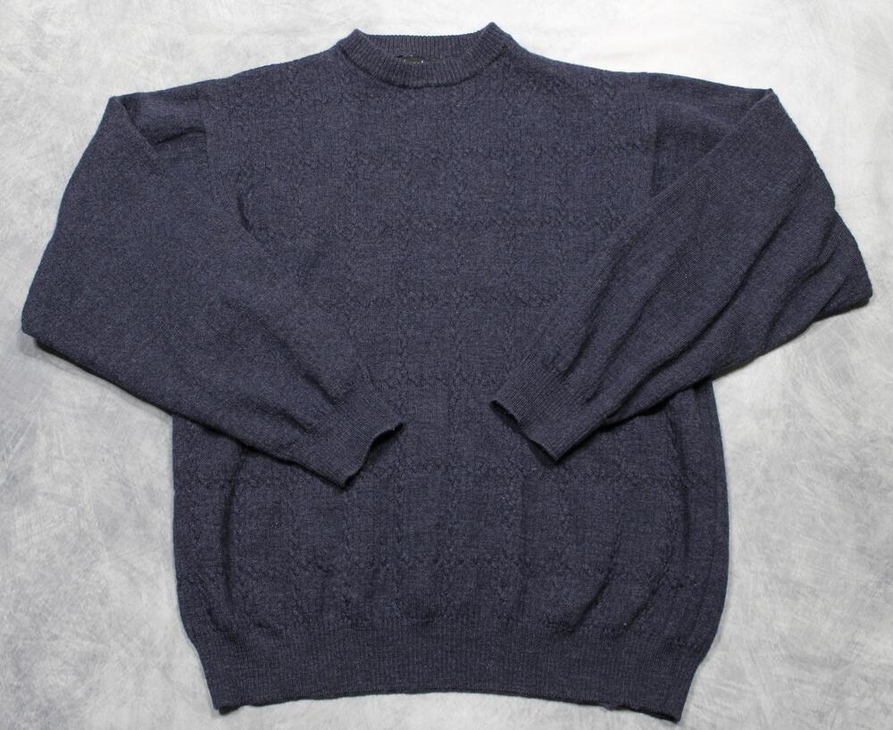 Joseph & Lyman Sweater Mens Medium Blue Wool Crewneck Pullover Made In Italy